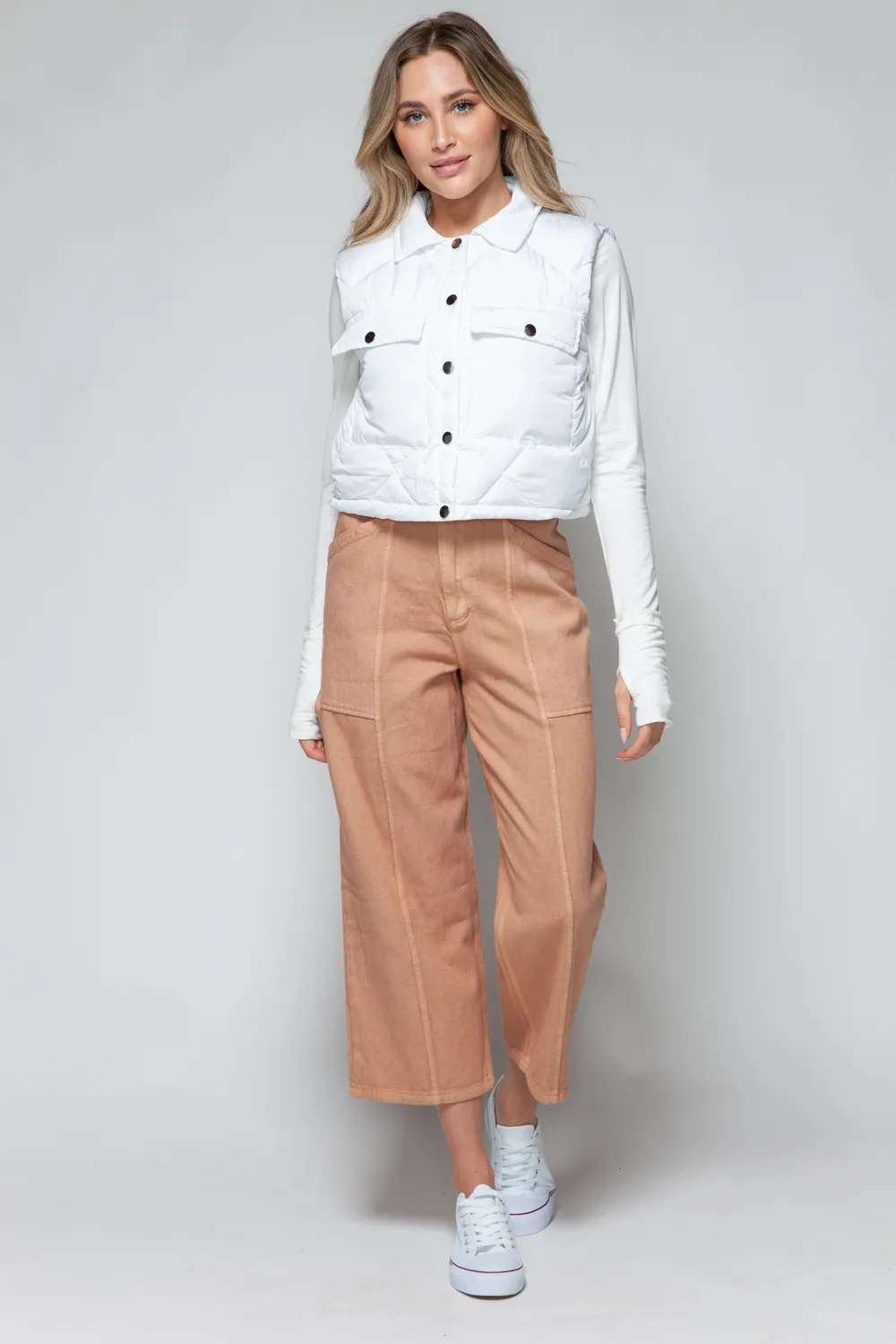 Snap Down Quilted Crop Vest, image 7