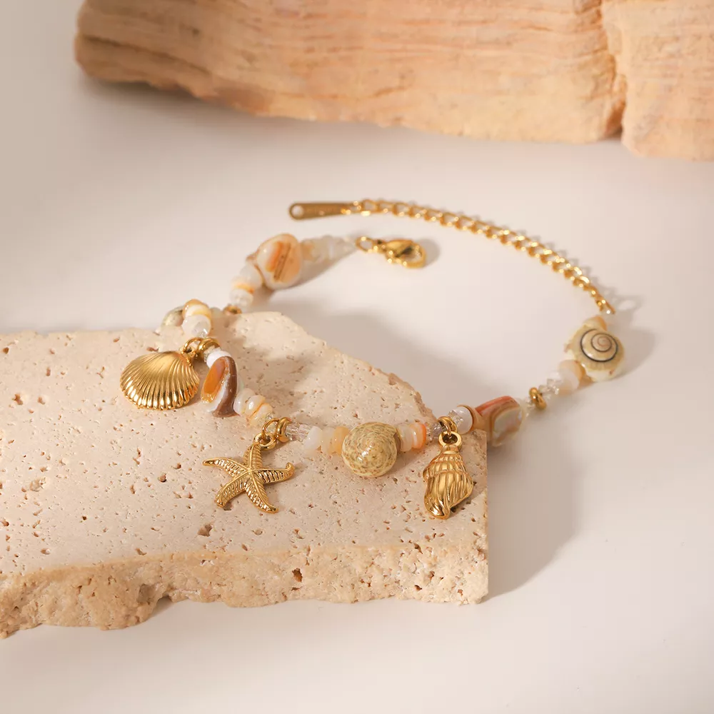 18K Gold-Plated Shell Charm Bracelet, image 3