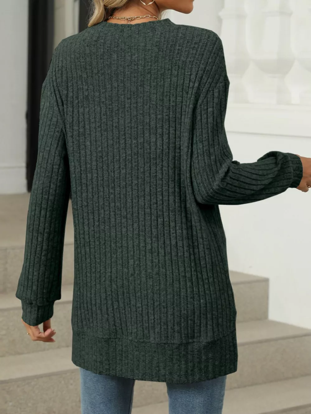Ribbed Knit Round Neck Sweater, image 29