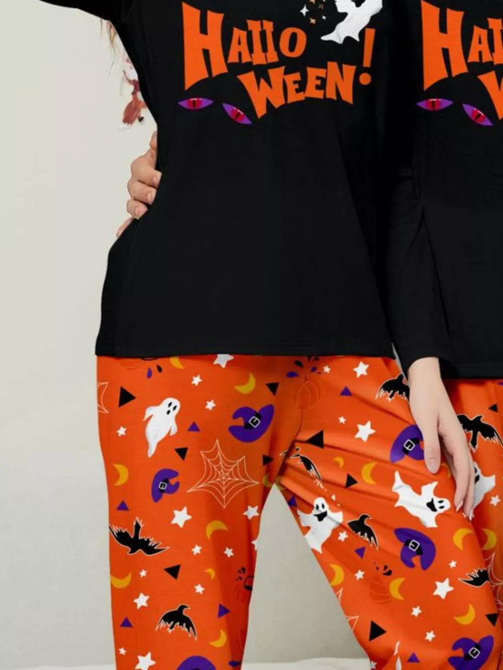 Full Size Halloween Family Matching Pajama Set with Ghost and Pumpkin Print Plus Size, image 6