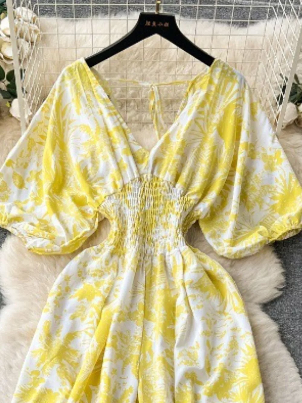 Smocked V-Neck Wide Leg Jumpsuit, image 3
