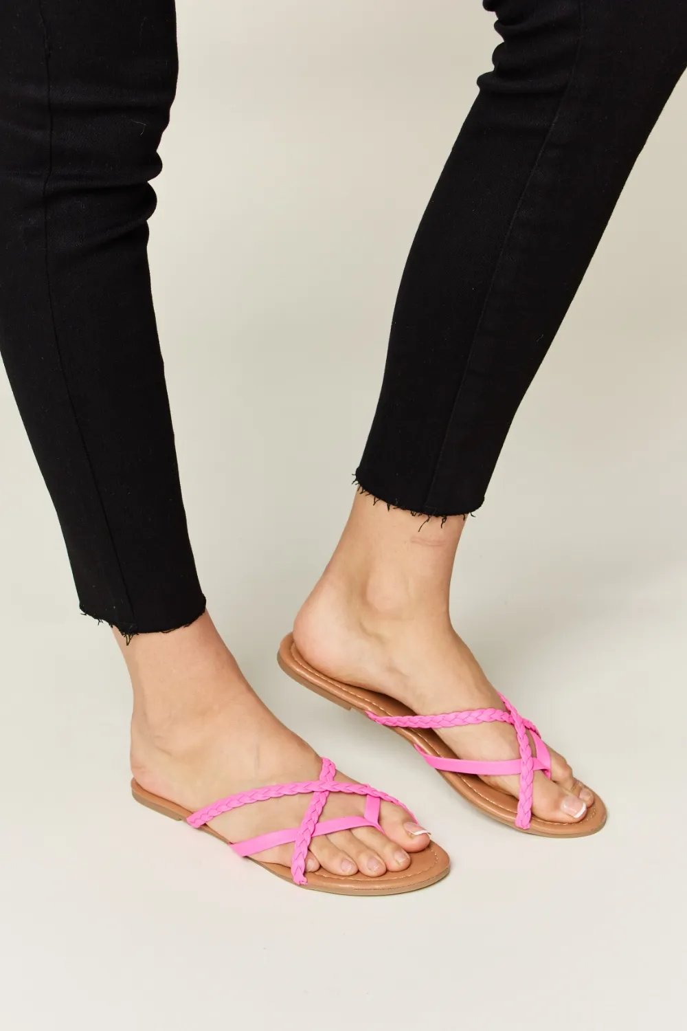 Crisscross PU Leather Open Toe Sandals, image 4