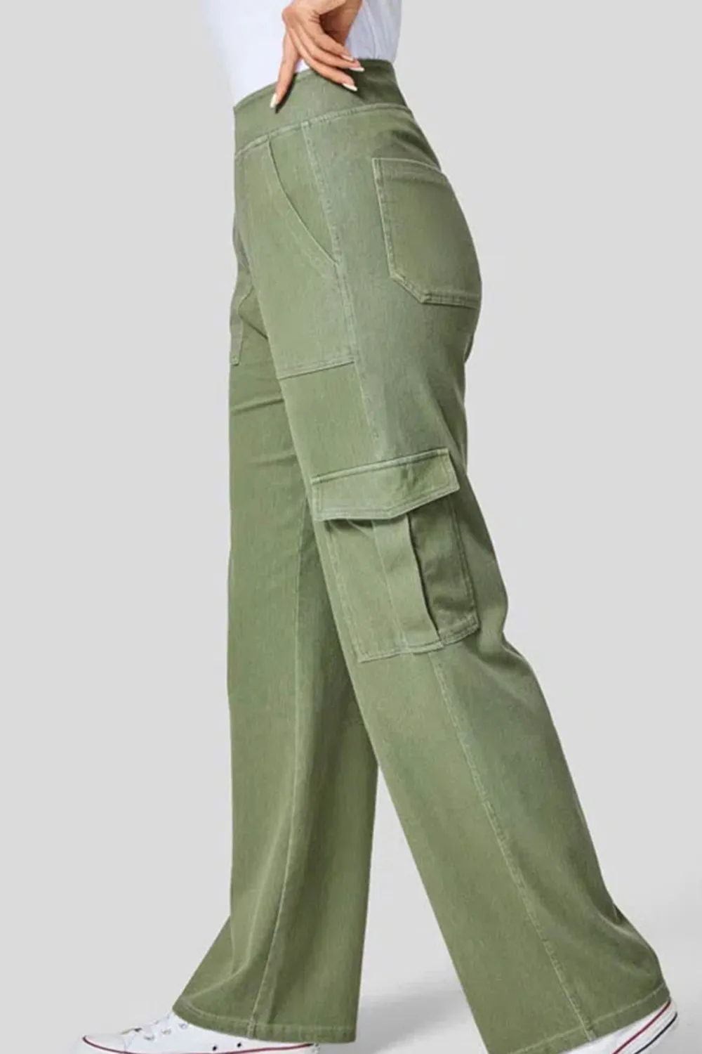 High Waist Straight Leg Cargo Jeans, image 10
