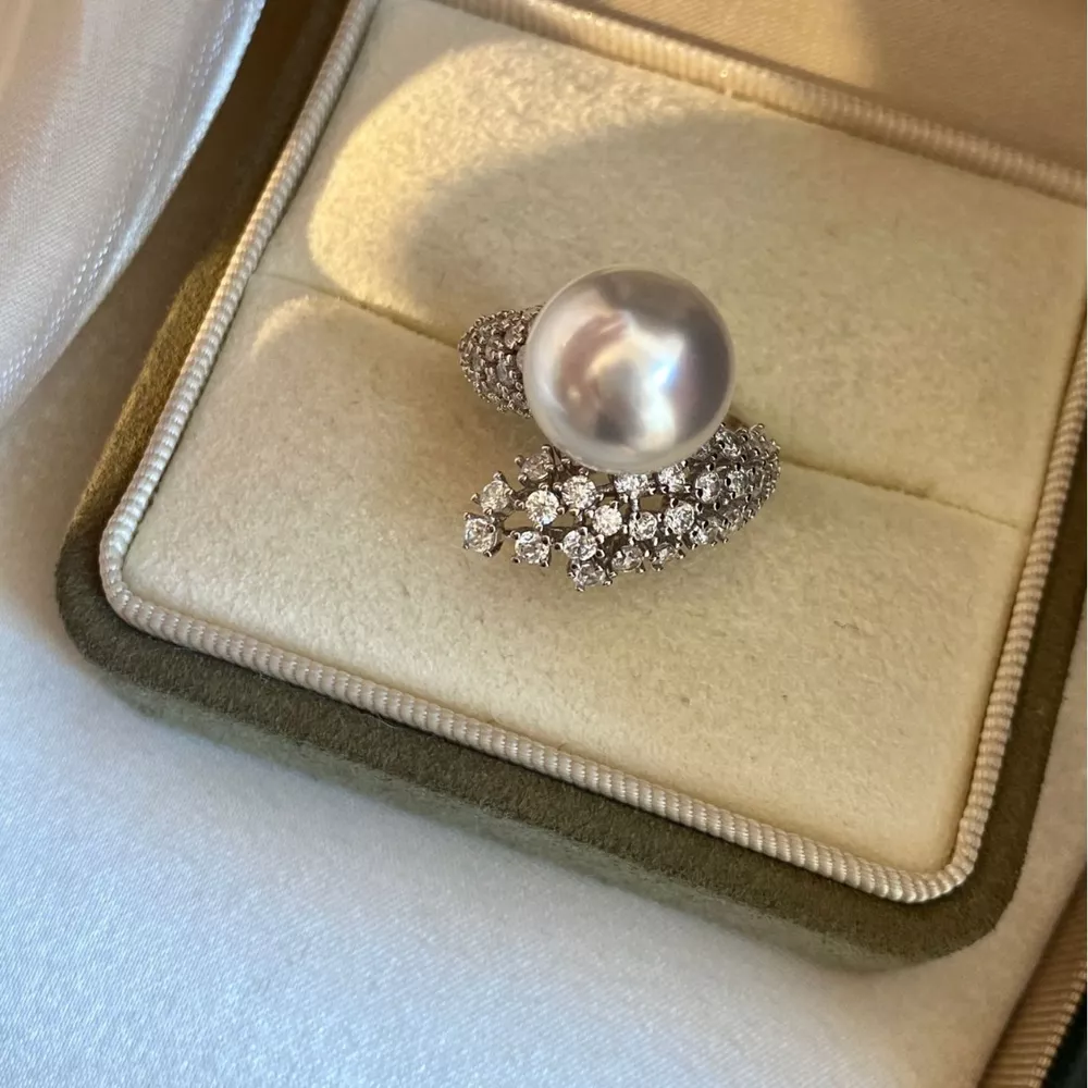 925 Sterling Silver Pearl Bypass Ring, image 2