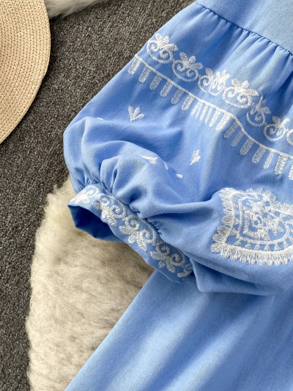 Embroidered Tie Neck Blouse, image 6