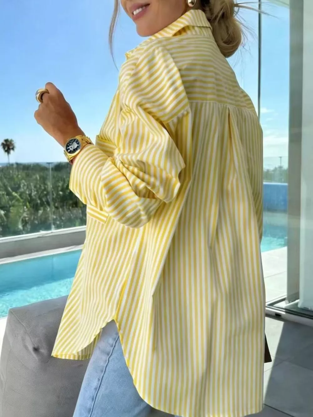 Striped Button Up Long Sleeve Shirt, image 9