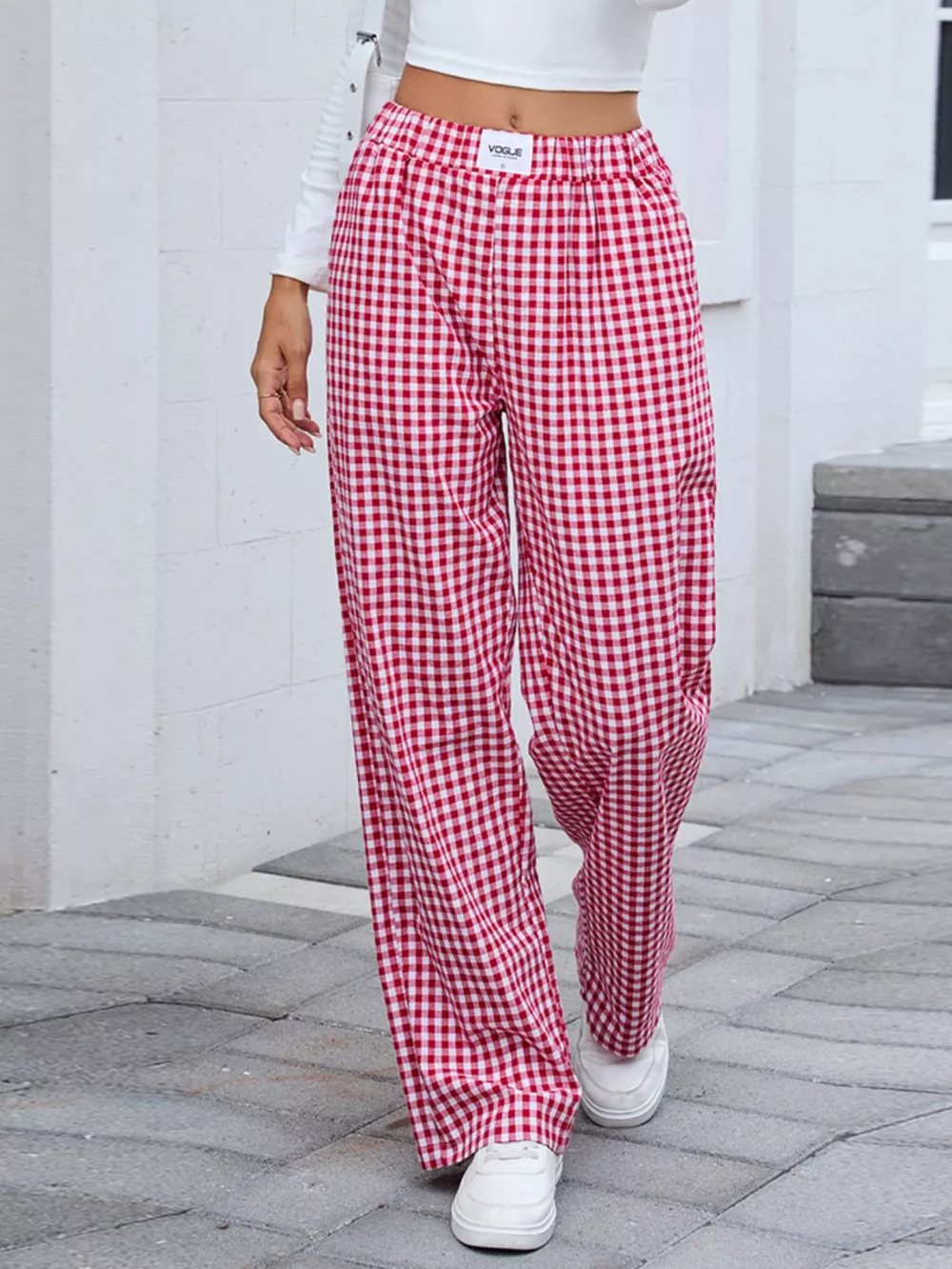 Plaid Wide Leg Casual Pants, image 7