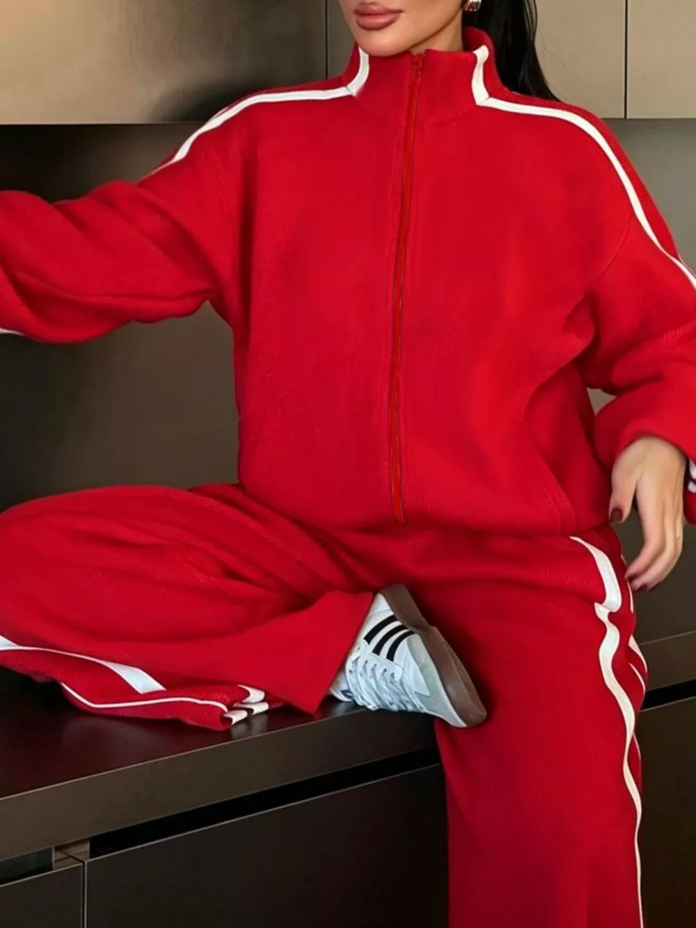 Side Stripes Zip Up Top and Pants Set, image 5