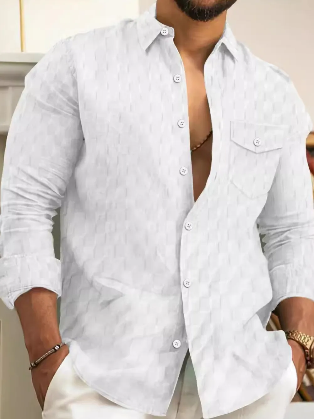 Men's Full Size Button Up Long Sleeve Shirt Plus Size, image 2