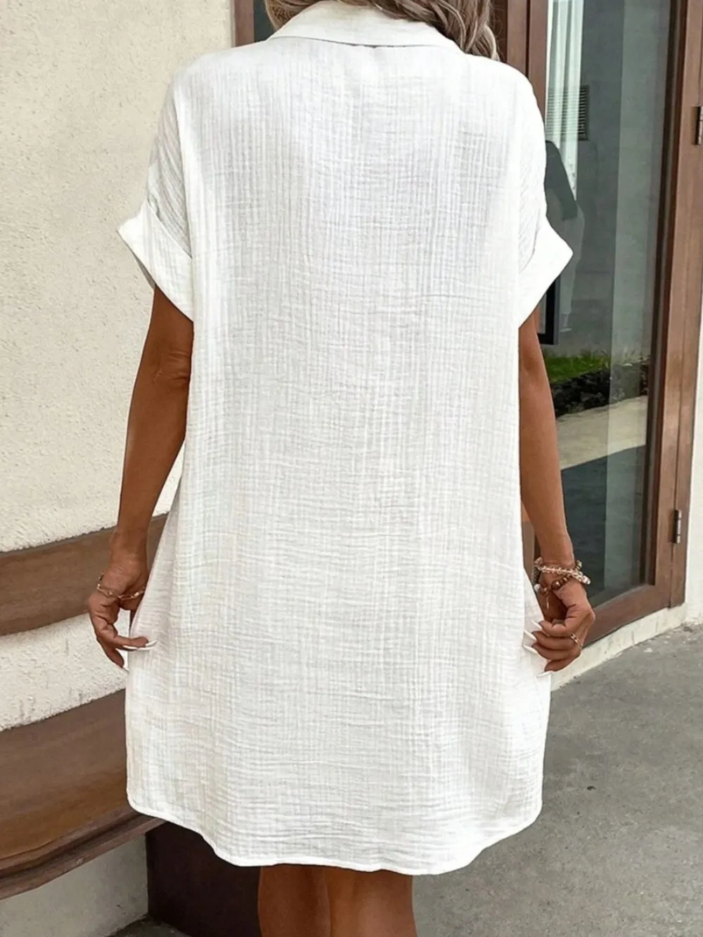 Casual Button Down Shirt Dress with Pockets, image 6