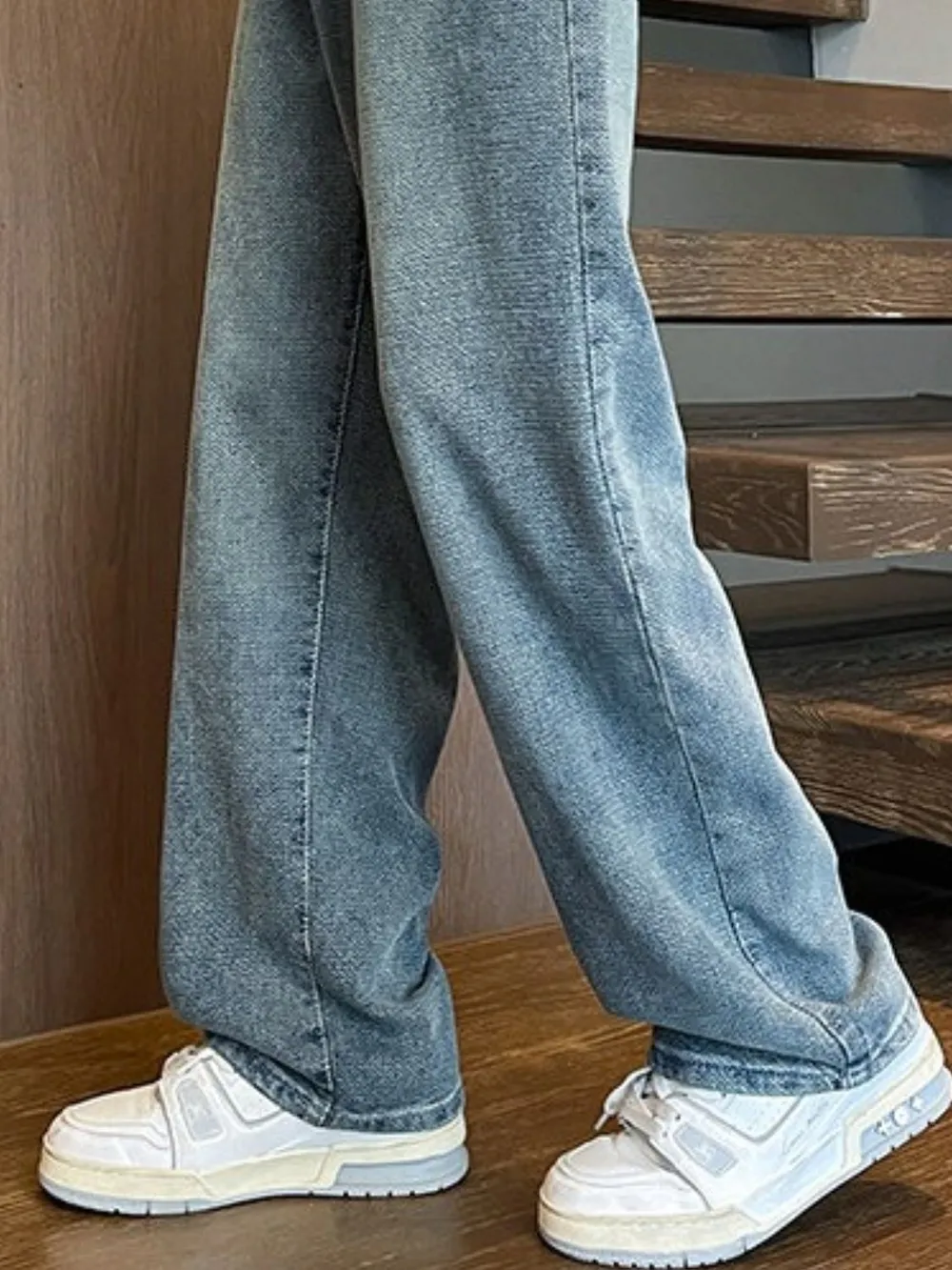 Men's Full Size Relaxed Fit Wash Wide Leg Jeans Plus Size, image 2
