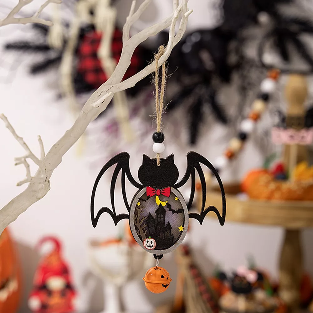Halloween LED Lighted Wooden Hanging Decorative Ornaments Set, image 10