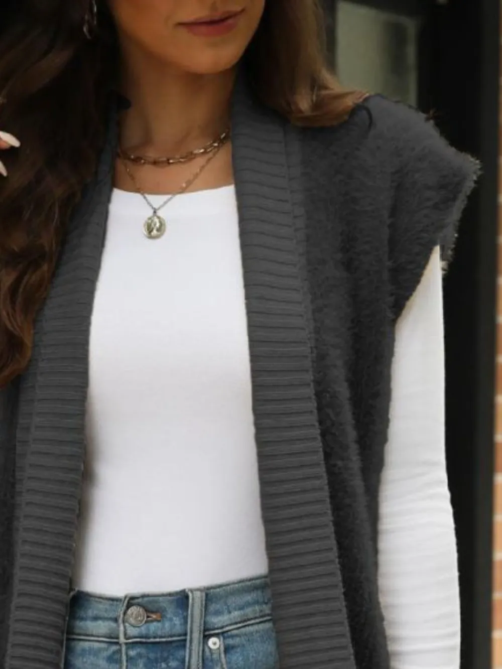 Pocketed Open Front Cap Sleeve Cardigan, image 15