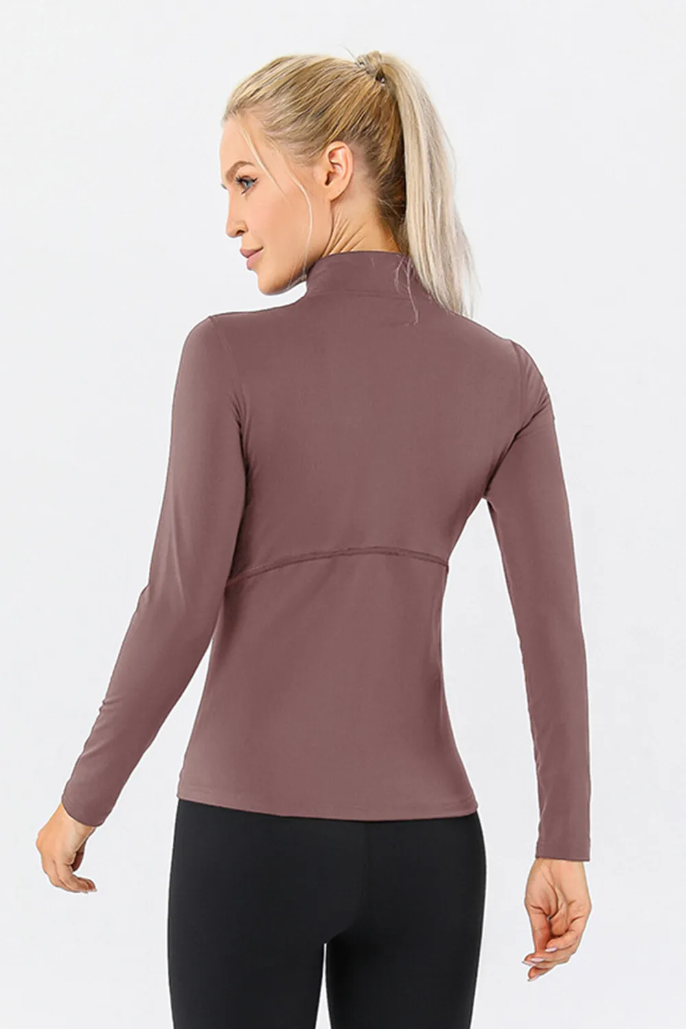 Mock Neck Quarter Zip Active T-Shirt, image 3