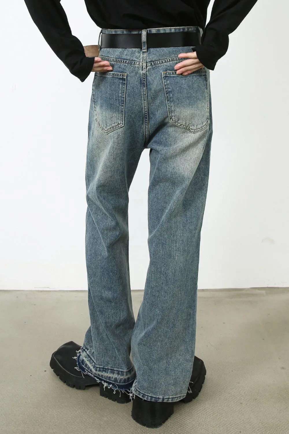 Men's Frayed Hem Jeans with Pockets, image 3