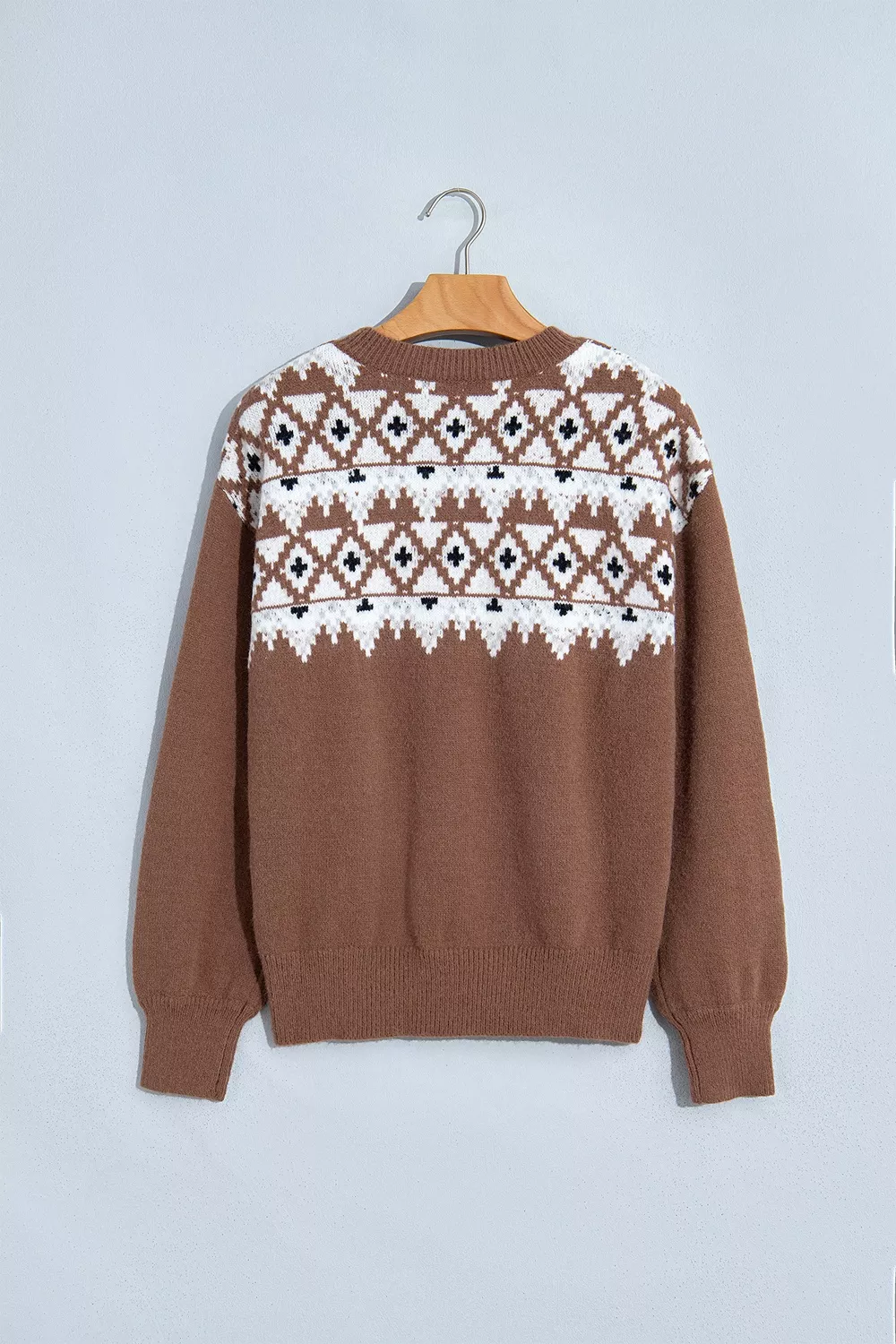 Geometric Print Drop Shoulder Casual Pullover Sweater, image 6