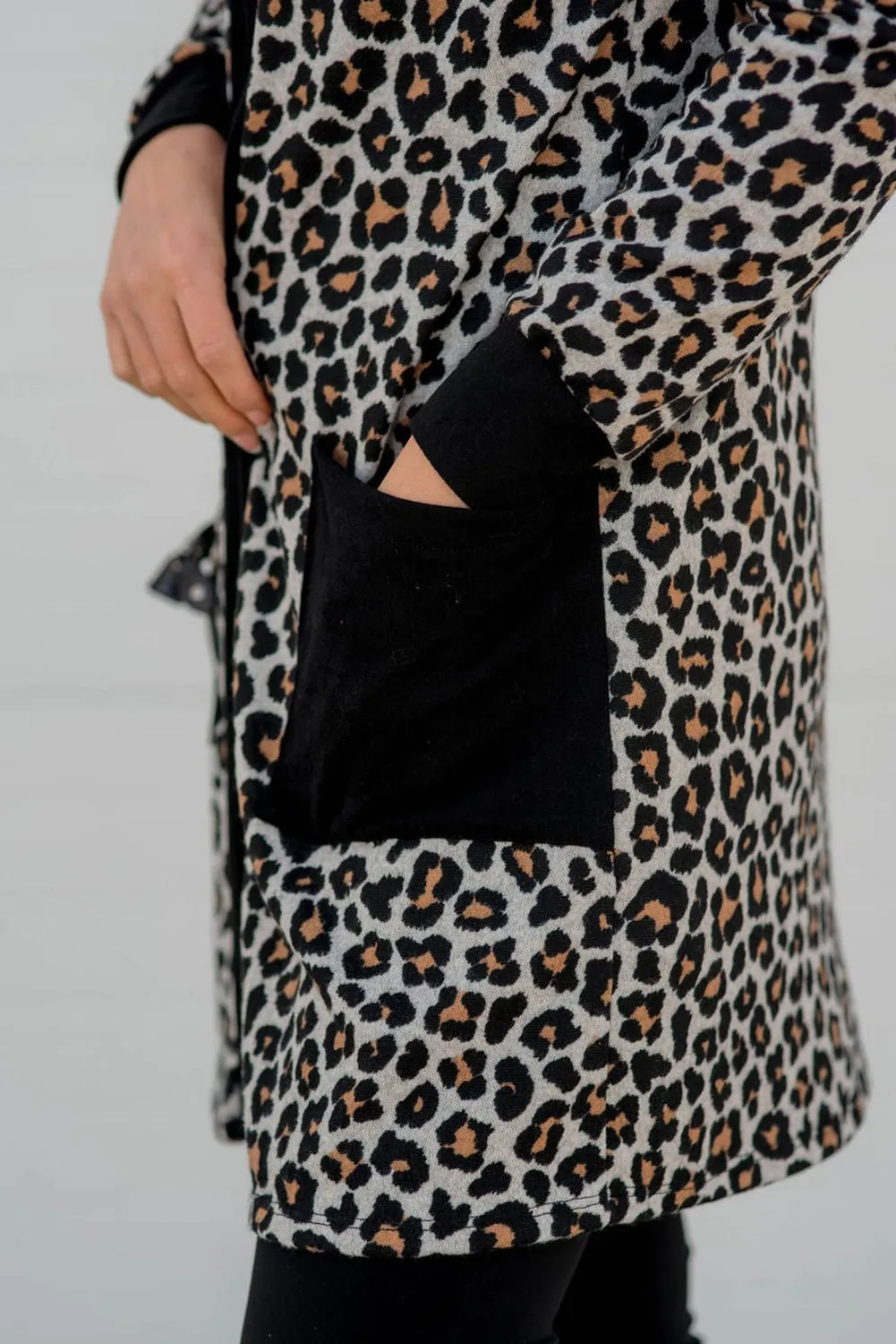 Pocketed Leopard Open Front Cover Up, image 2