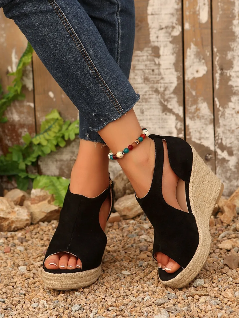 Espadrille Wedge Sandals with Ankle Strap, image 4