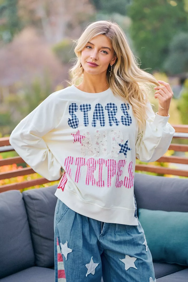 BiBi 4th Of July Stars And Stripes Patches Sweatshirt, image 27
