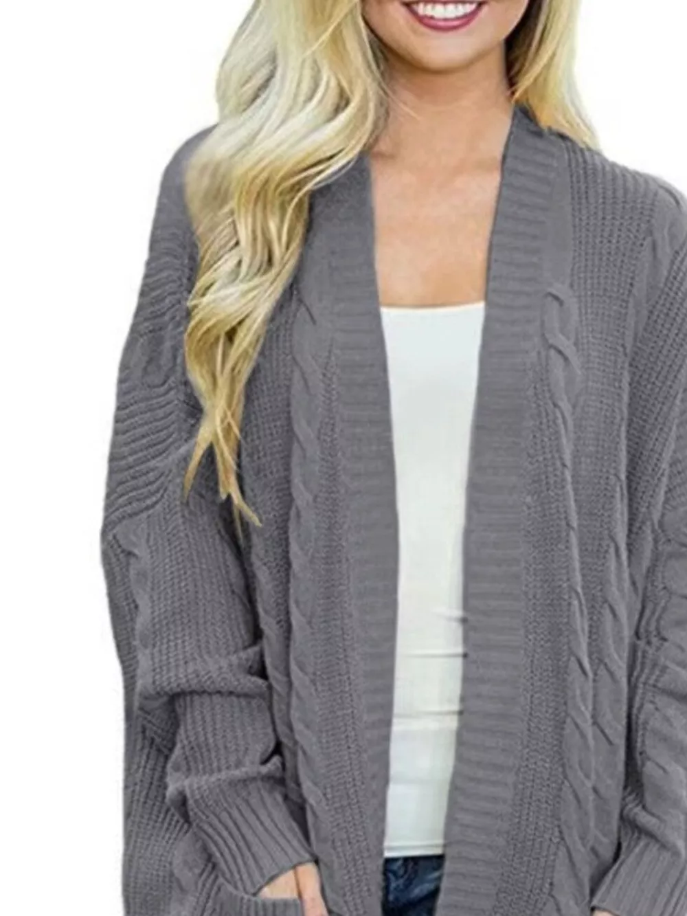 Chunky Knit Open Front Cardigan, image 3
