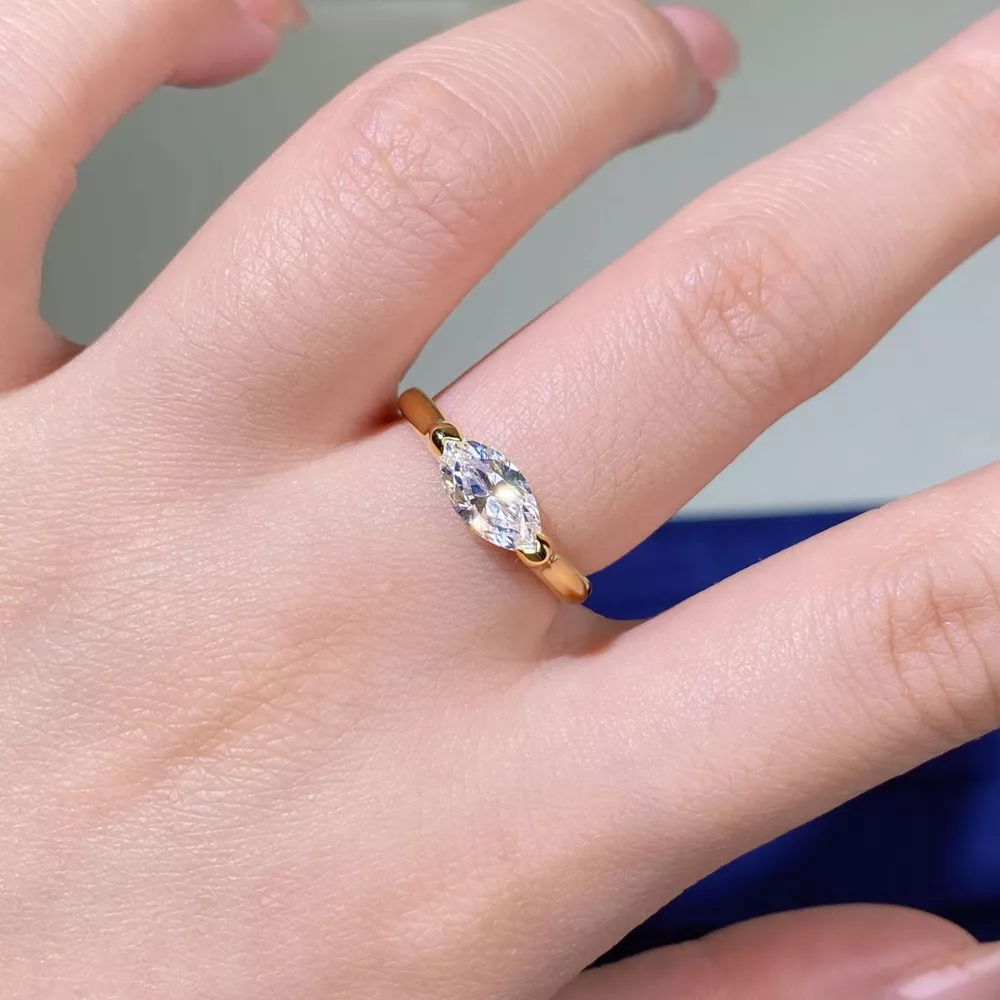 925 Sterling Silver Marquise-Cut Ring, image 5