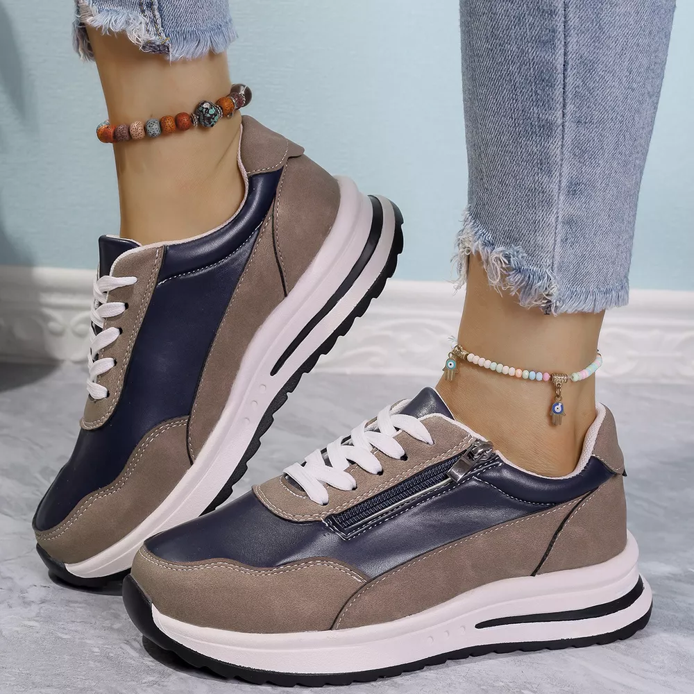 Zipper Detail Lace Up Sneakers, image 2