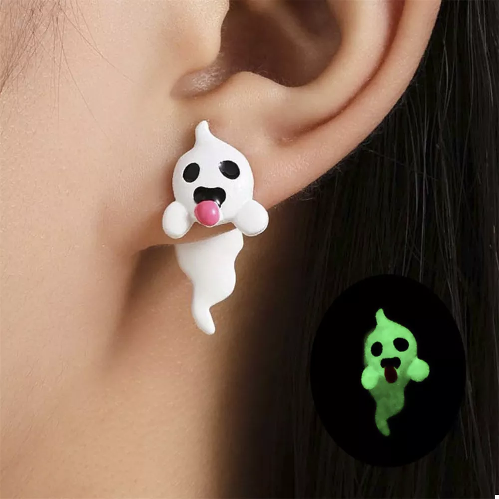 Halloween Ghost and Pumpkin Dangle Earrings, image 6
