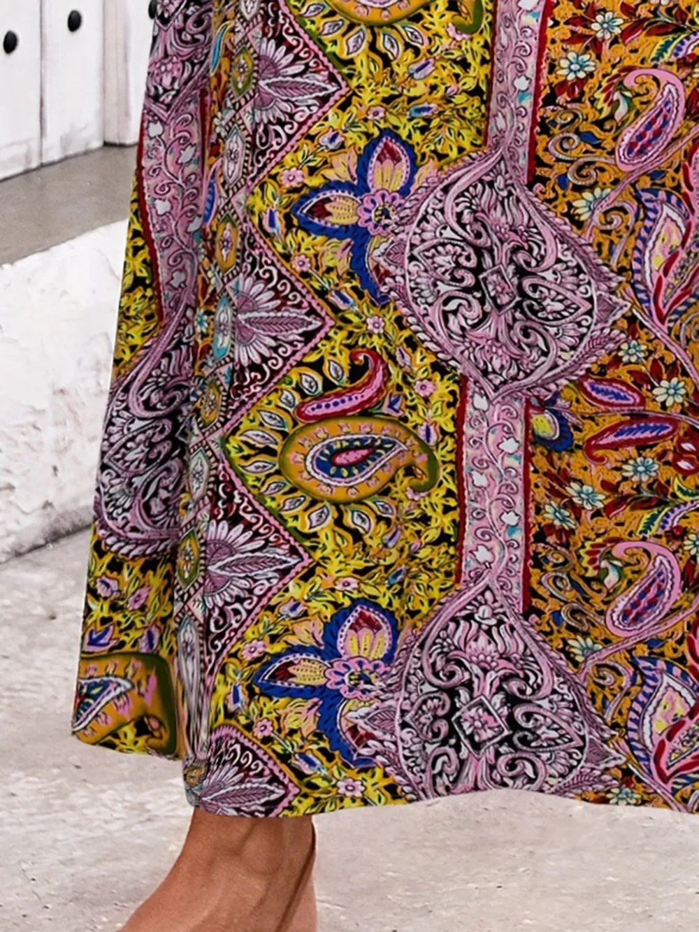 Slit Printed Elastic Waist Skirt, image 4