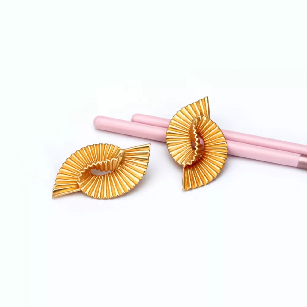 18K Gold-Plated Copper Geometric Spiral Earrings, image 4