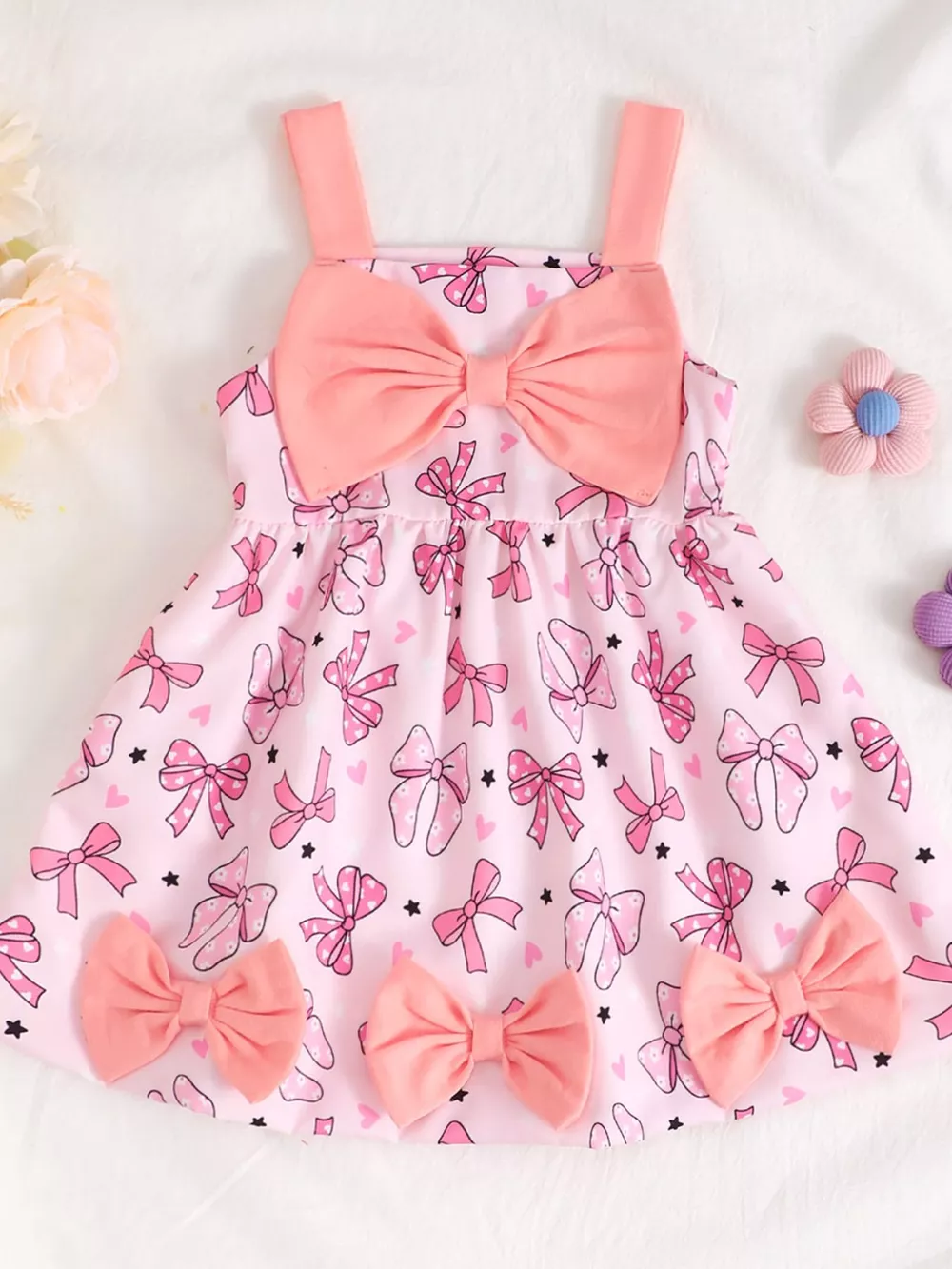 Children's Bow Front Printed Dress, image 3