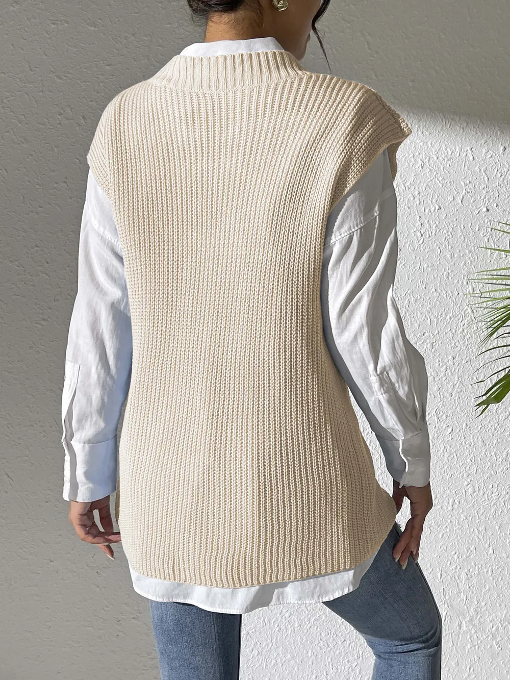 Pearl Trim V-Neck Sweater Vest, image 14