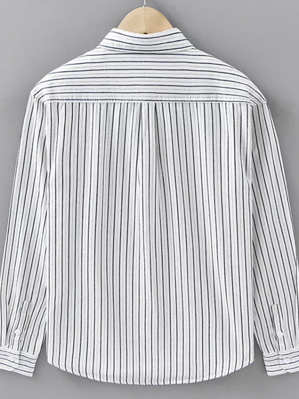 Men's Plus Size Casual Striped Long-Sleeve Button-Down Shirt, image 3