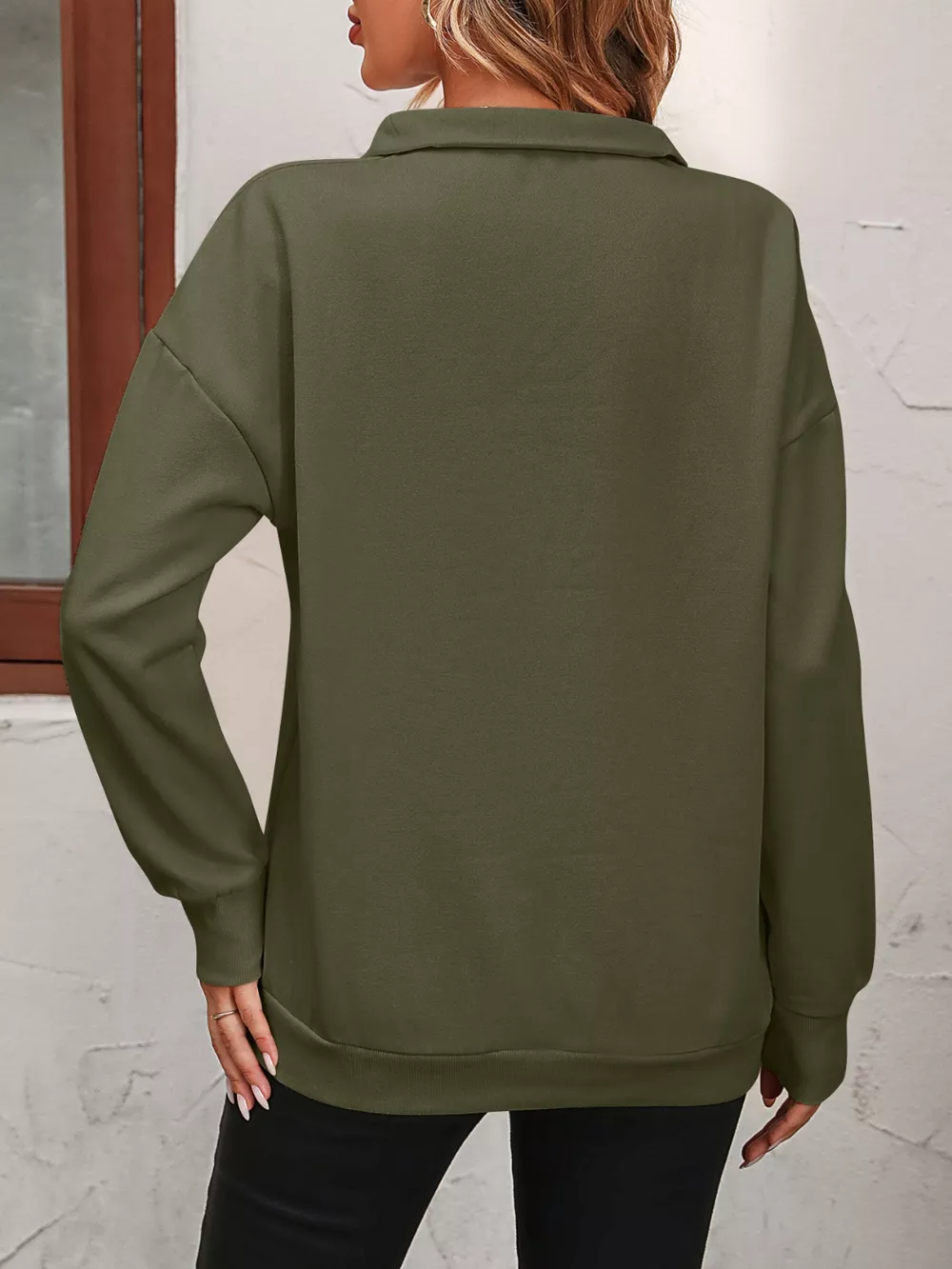 Quarter Zip Dropped Shoulder Sweatshirt, image 26