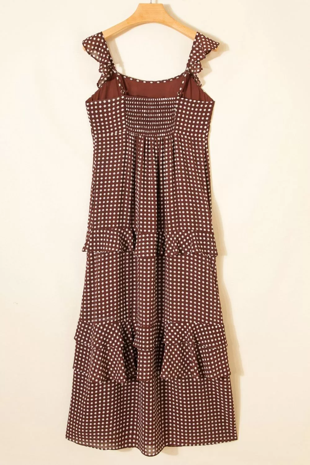 Polka Dot Print Backless Ruffled Tiered Maxi Dress, image 10