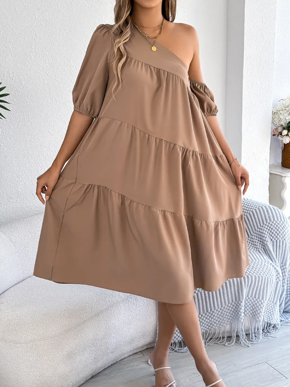 Single Shoulder Tiered Dress, image 6