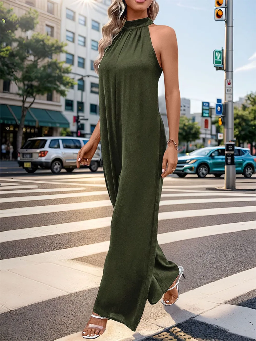 Tied Grecian Wide Leg Jumpsuit, image 4