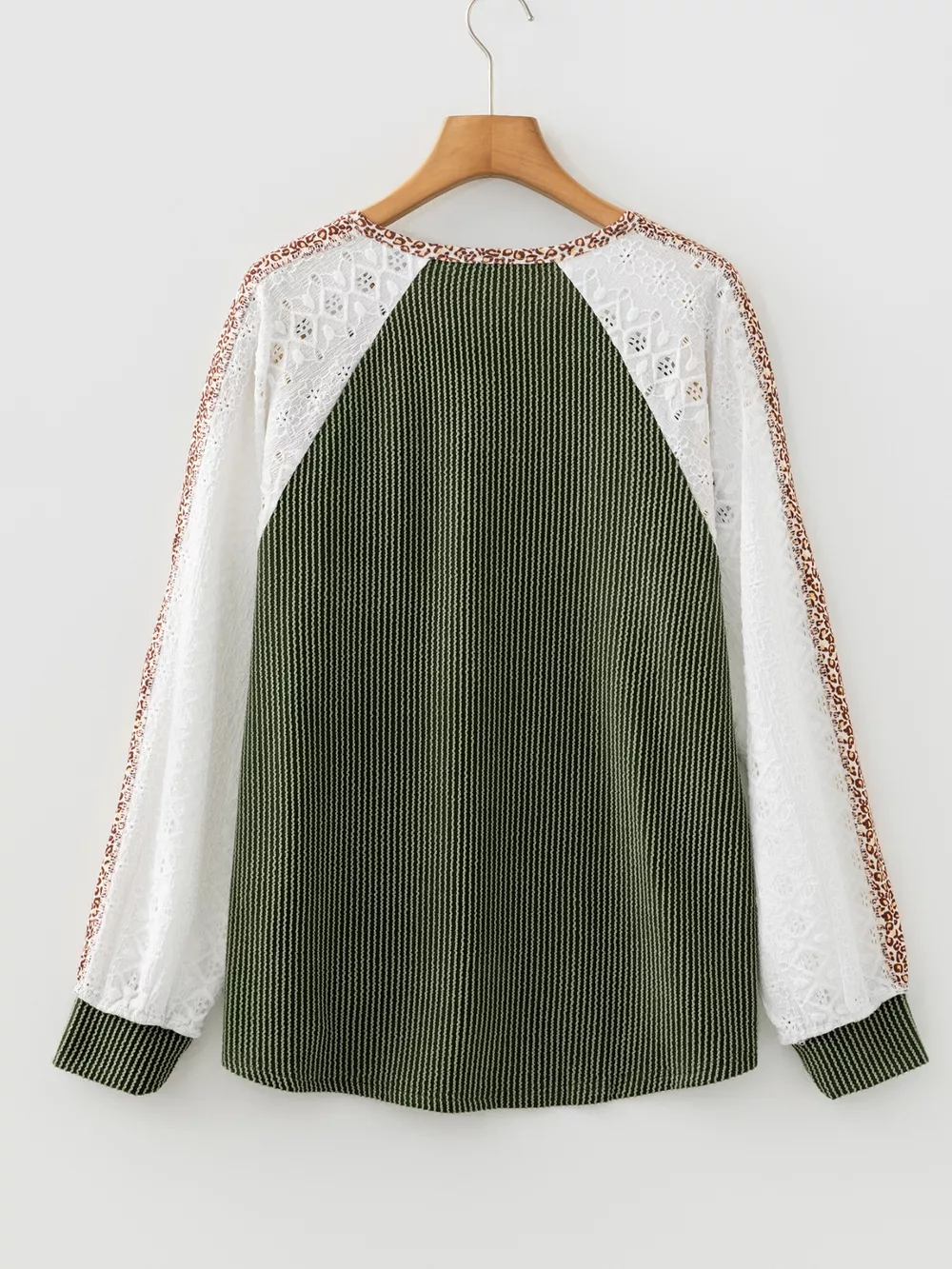 Leopard Trim Raglan Sleeve Top, image 7