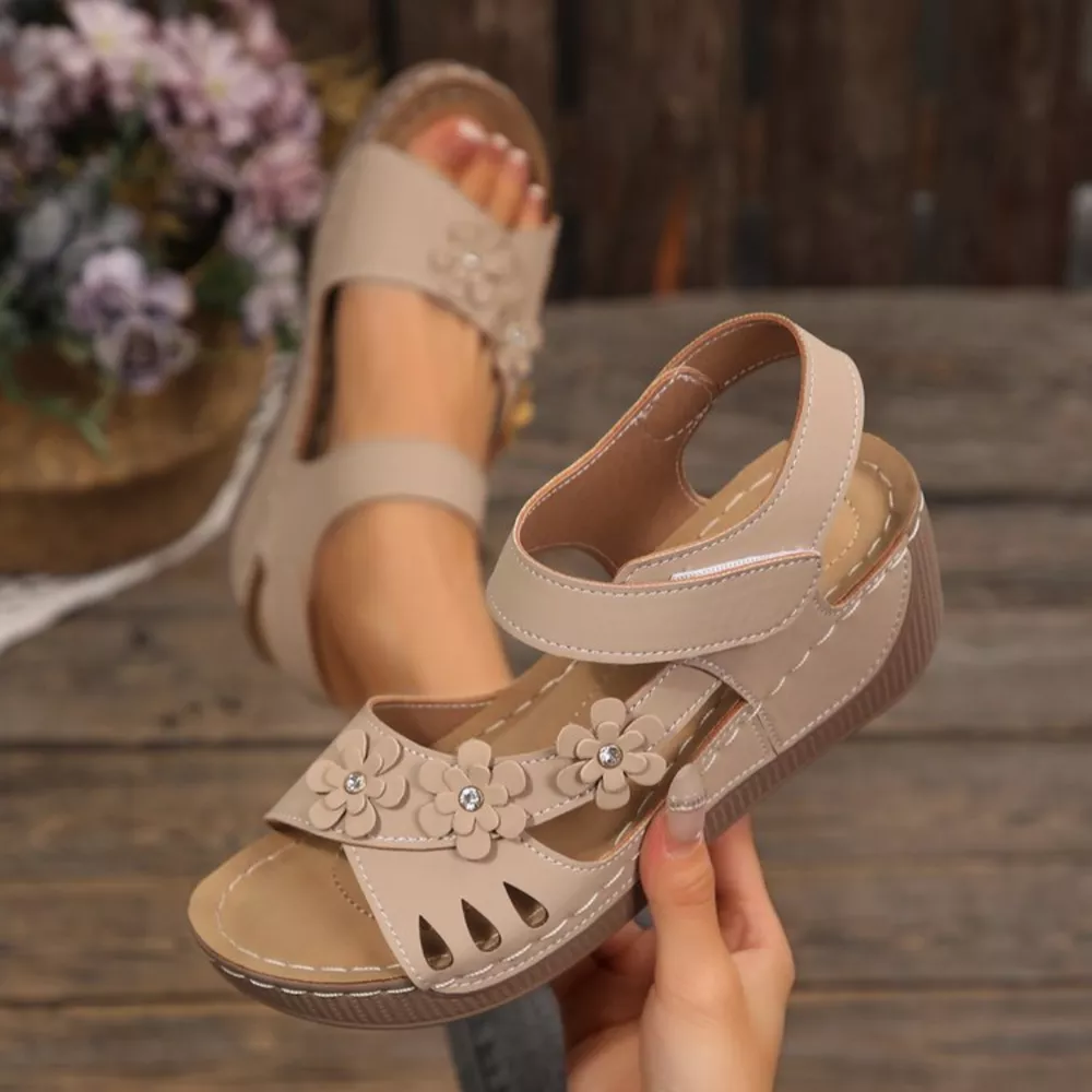 Floral Embellished Wedge Sandals, image 11