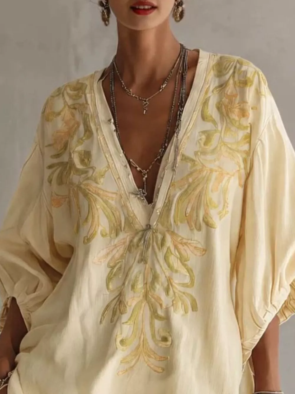 Full Size Embroidered V-Neck Mini Dress Plus Size, image 8