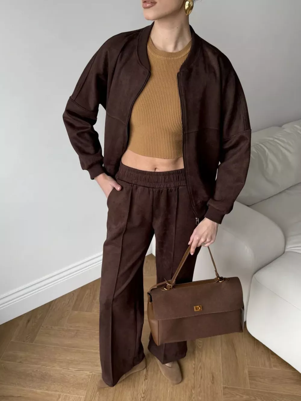 Zip Up Sweatshirt and Wide-Leg Pants Set, image 12