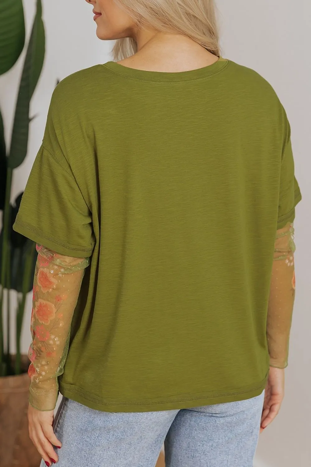 Round Neck Mesh Long Sleeve T-Shirt, image 5