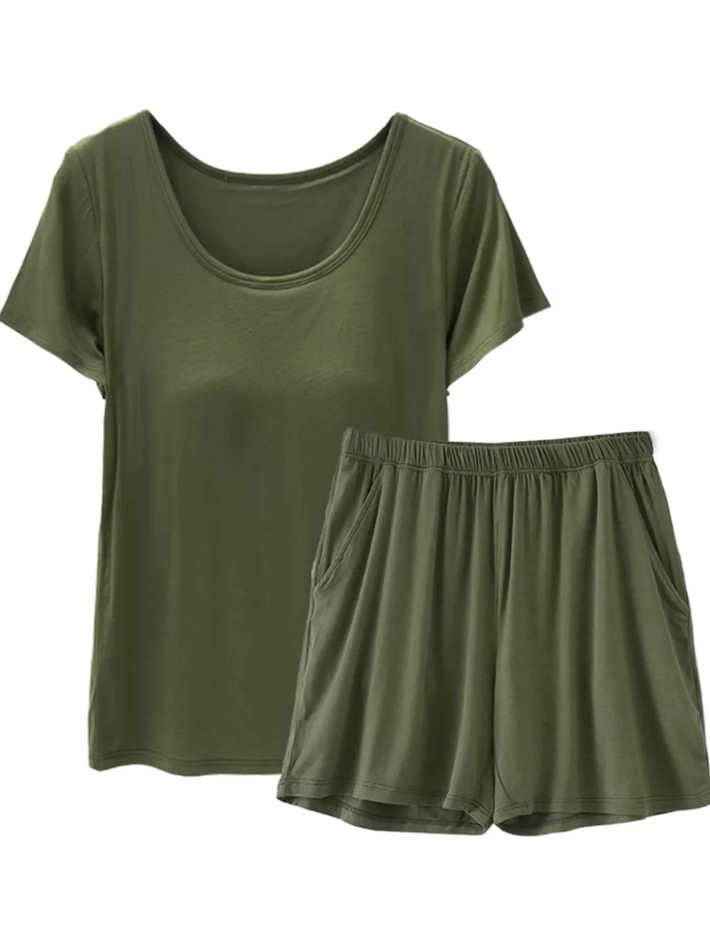 Plus Size Padded Modal Short Sleeve T-Shirt and Shorts Set