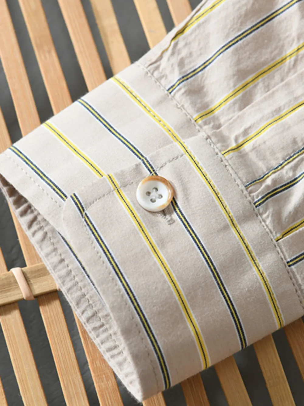 Men's Plus Size Classic Striped Button-Down Shirt, image 6
