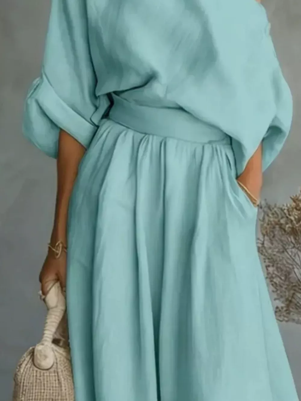Full Size One Shoulder Top and Wide Leg Pants Set Plus Size, image 16