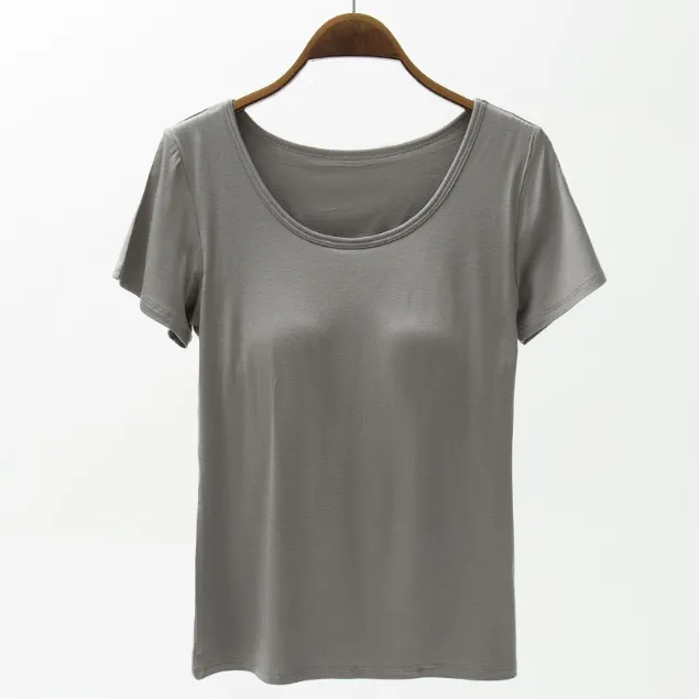Round Neck Modal T-Shirt with Bra, image 11