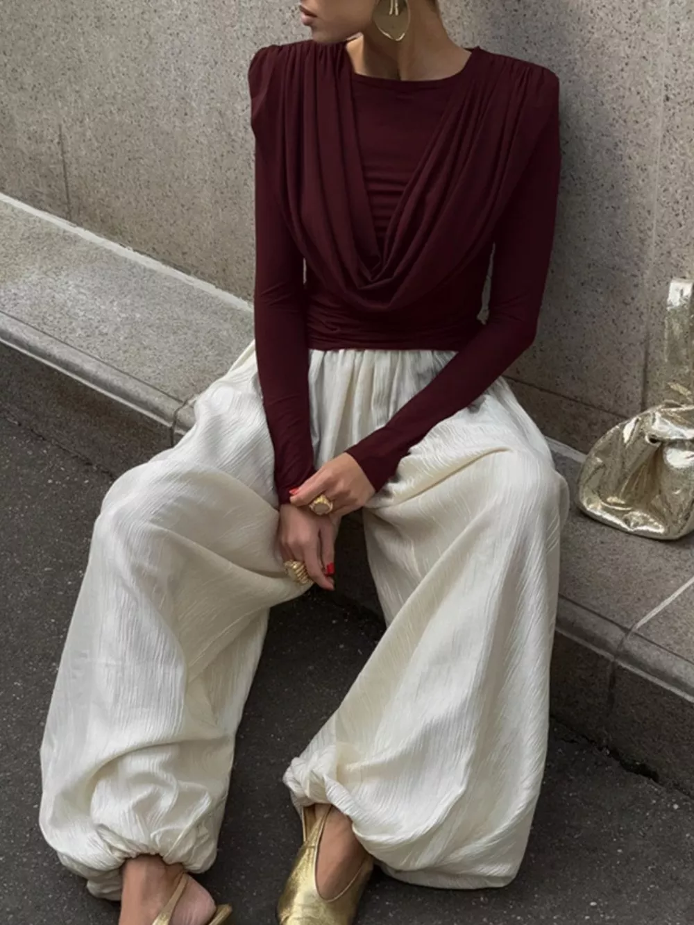 Ruched Long Sleeve T-Shirt, image 7