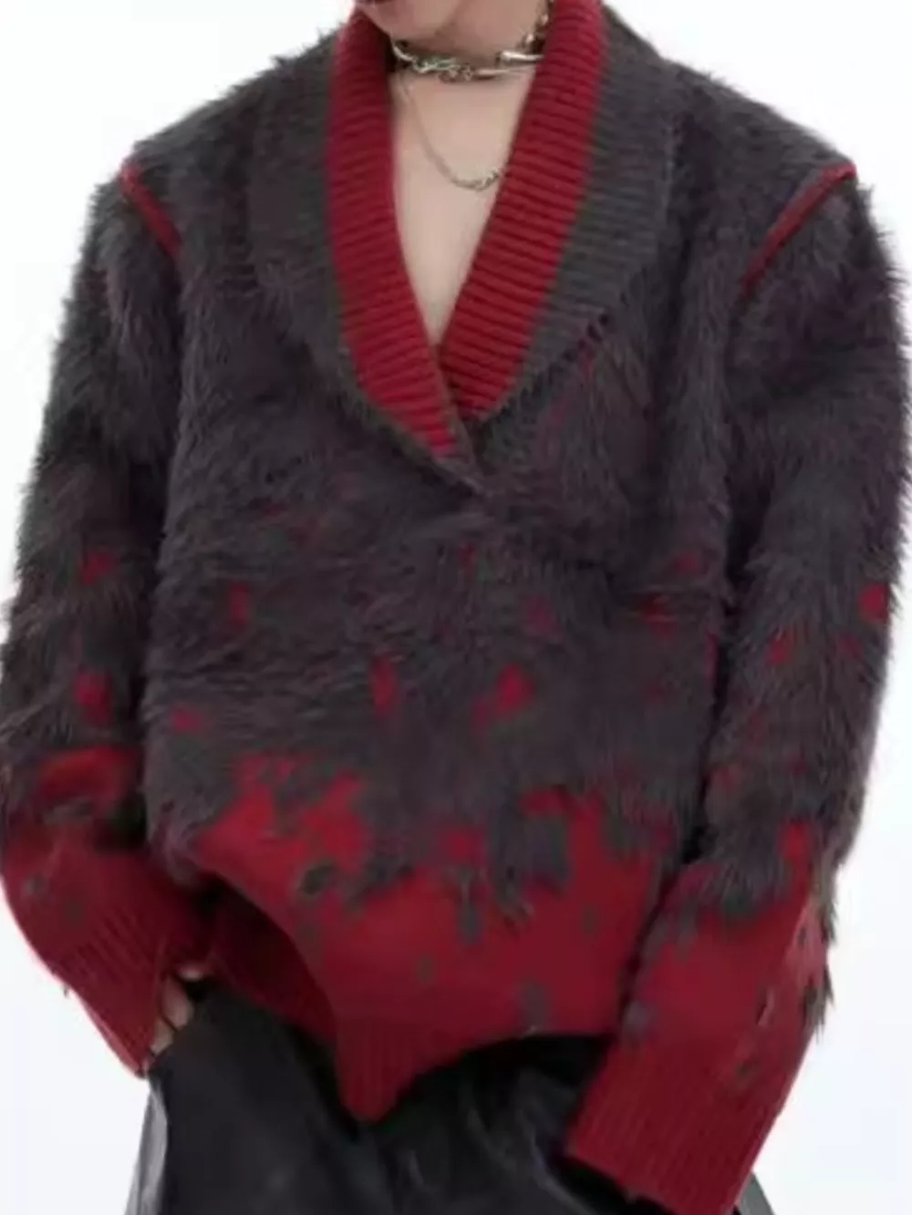 Men's Plus Size Long Sleeve Loose Fit Sweater, image 4