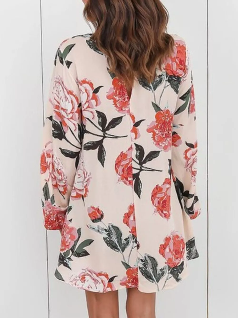 Full Size Floral Print Choker Neck Long Sleeve Blouse Plus Size, image 2
