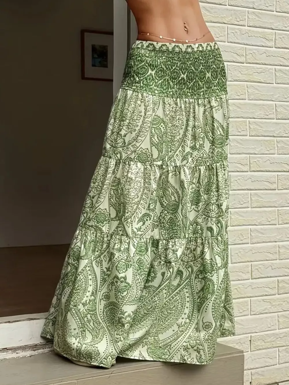 Paisley Print Maxi Skirt, image 5