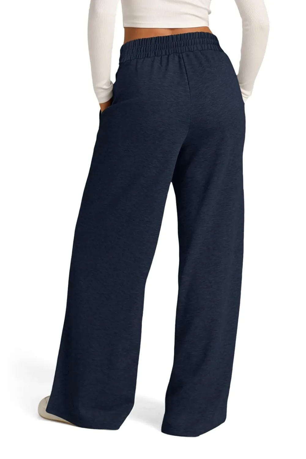 Drawstring Elastic Waist Wide Leg Pants, image 9